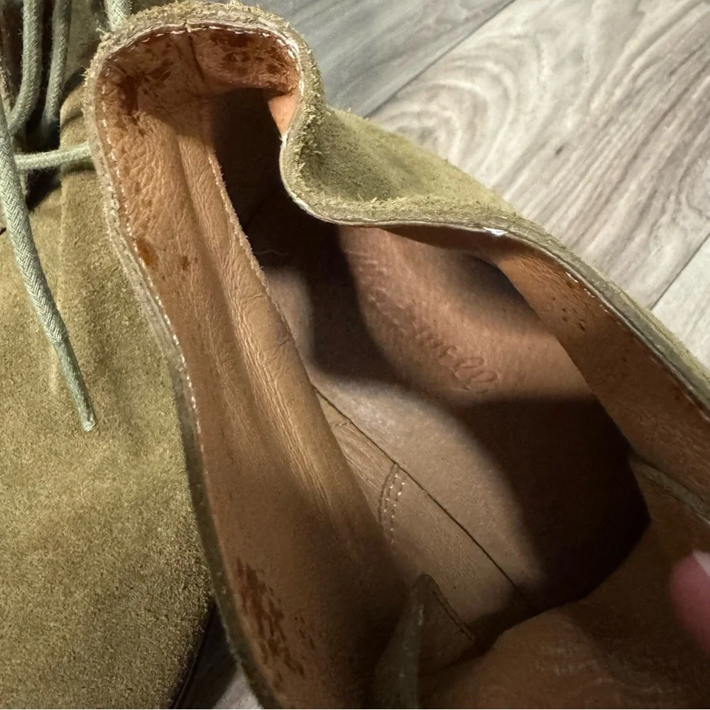 Madewell The Wren Suede Lace Up Rubber Lug Sole Boots in Golden Spinach Size 10